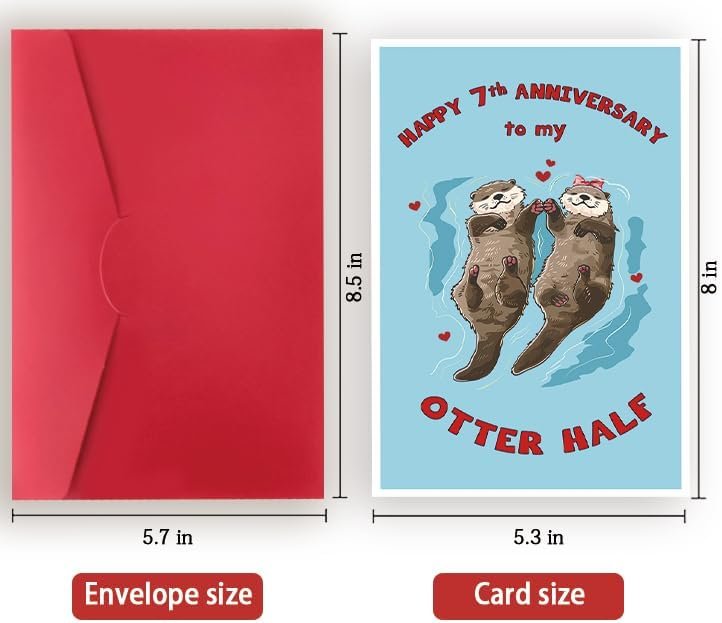 Funny 7th Anniversary Card for Husband Wife,Sweet 7th Wedding Anniversary Card for Couple Boyfriend Girlfriend,7 Year Anniversary Card Gift Idea - Image 4