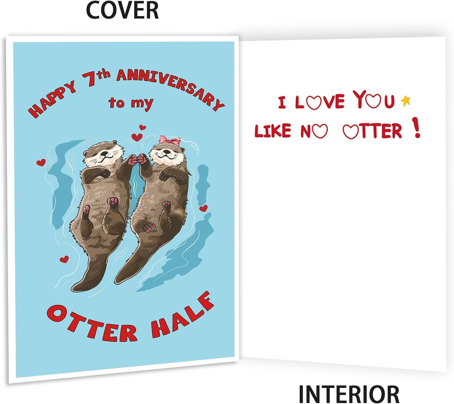 Funny 7th Anniversary Card for Husband Wife,Sweet 7th Wedding Anniversary Card for Couple Boyfriend Girlfriend,7 Year Anniversary Card Gift Idea - Image 3