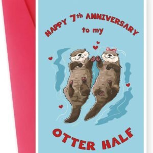 Funny 7th Anniversary Card for Husband Wife,Sweet 7th Wedding Anniversary Card for Couple Boyfriend Girlfriend,7 Year Anniversary Card Gift Idea