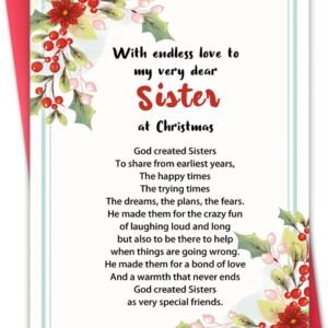 Christmas Card for Sister,Sweet Sister Christmas Card Gift from Brother,Unique Poem Xmas Gift for Her