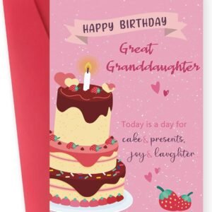 Granddaughter Birthday Card,Lovely Birthday Cake Gifts for Granddaughter,Eco-Friendly, B-day Cards Decoration for Girls from Grandma Granddad