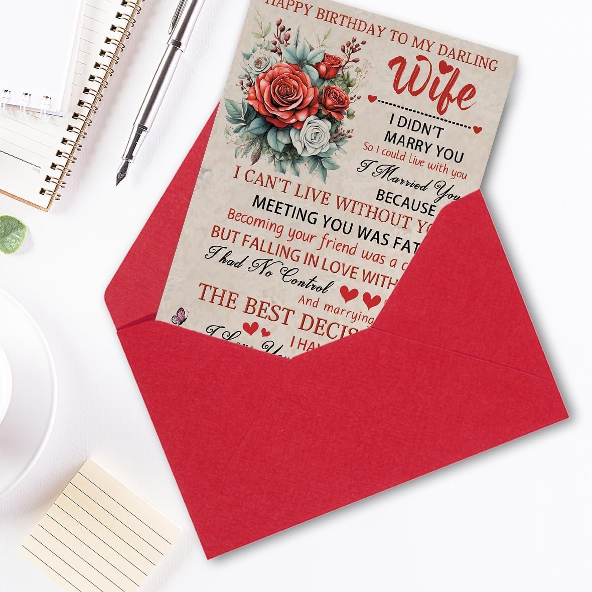 Happy Birthday To My Darling Wife,Funny Wife Birthday Card from Husband,Women Gift Ideas Decoration for Women,Bday Cards for Her With Love - Image 2