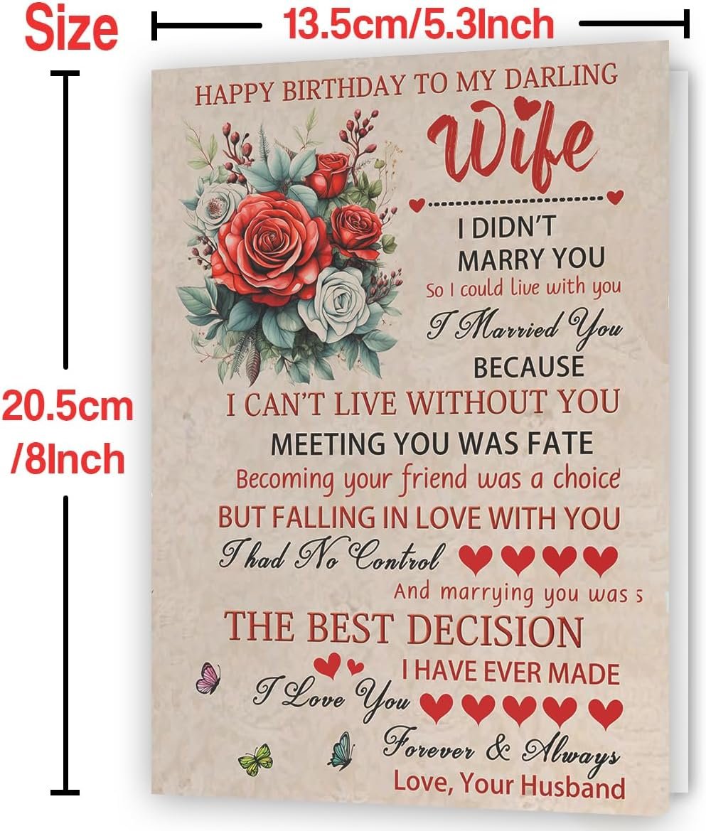 Happy Birthday To My Darling Wife,Funny Wife Birthday Card from Husband,Women Gift Ideas Decoration for Women,Bday Cards for Her With Love - Image 3