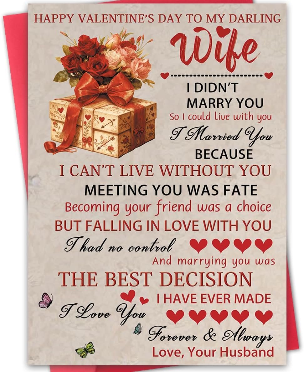 Romantic Valentines Day Gifts for Wife,Beautiful Valentine's Day Card for Women,Gifts from Husband
