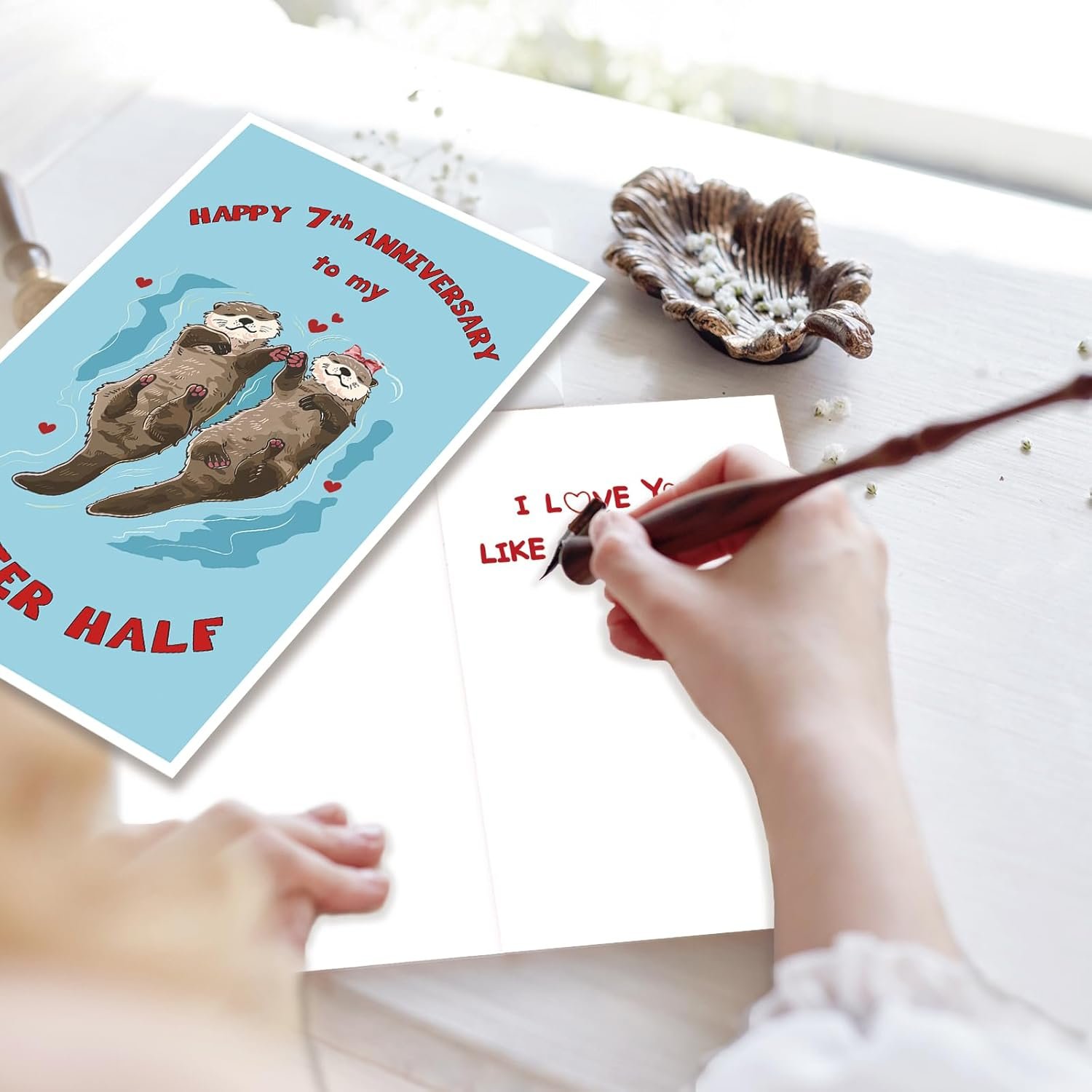 Funny 7th Anniversary Card for Husband Wife,Sweet 7th Wedding Anniversary Card for Couple Boyfriend Girlfriend,7 Year Anniversary Card Gift Idea - Image 2