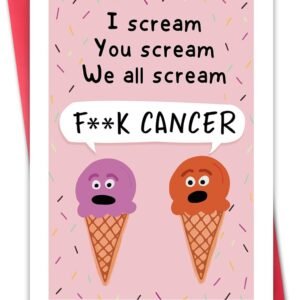 Hongshan Funny Encourage Cancer Card for Friend,Cute Breast Card,Fuck Cancer Cards for Him Her,Humor Gift for Women Men,Get Well Gifts,Sympathy Cards