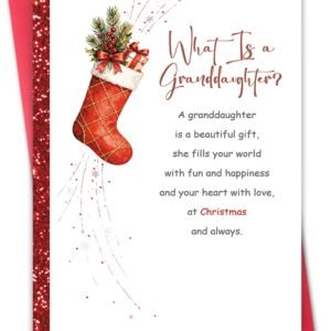 Hongshan Granddaughter Christmas Card,Beautiful Christmas Card for Granddaughter, Cute xmas Gift from Grandma Grandpa