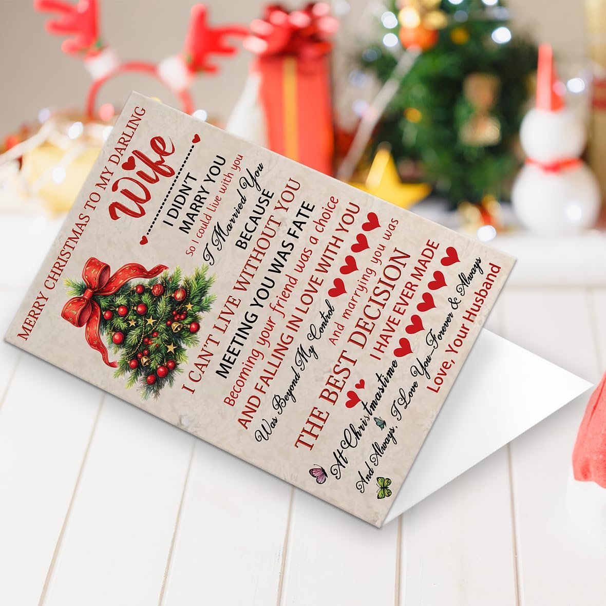 Hongshan Romantic Christmas Card for Wife,Special Xmas Card for Wife,Unique Christmas Idea Gift from Husband - Image 7