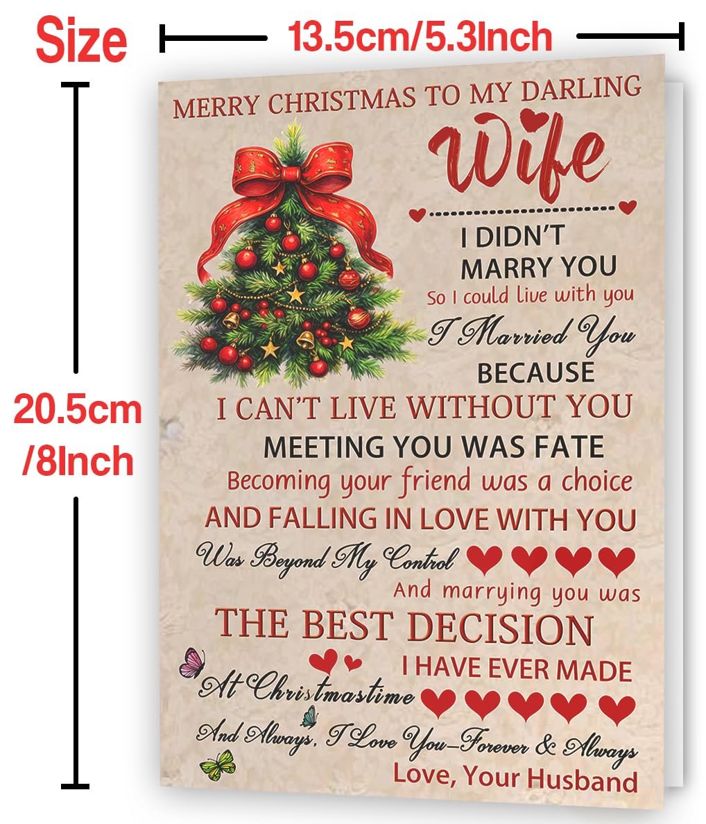 Hongshan Romantic Christmas Card for Wife,Special Xmas Card for Wife,Unique Christmas Idea Gift from Husband - Image 3